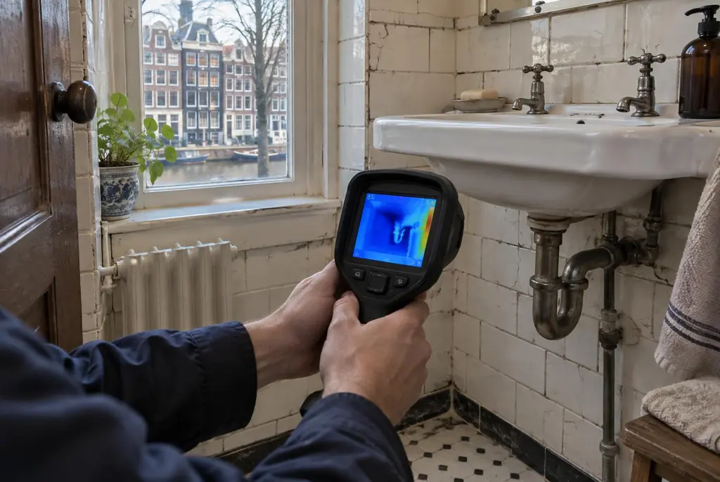 Lekdetectie Buren – badkamer met oude leidingen achter de tegels