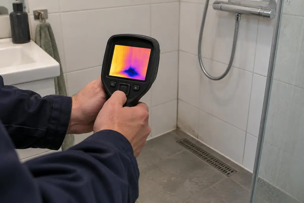 Lekdetectie Buren – lekdetectiespecialist met warmtebeeldcamera in een badkamer